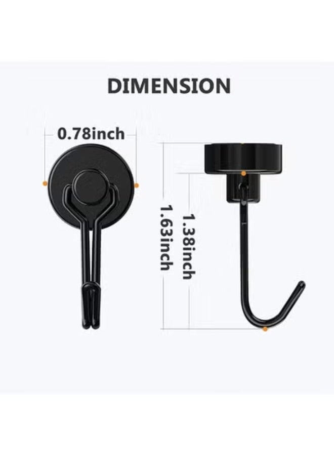 fantasize Magnetic Hooks, Heavy Duty Strong Neodymium Magnet Hook 30 Lbs with Rust Proof for Indoor Outdoor Hanging, Refrigerator, Grill, Kitchen, Key Holder, Locker, Classroom, Black, Pack - Image 2